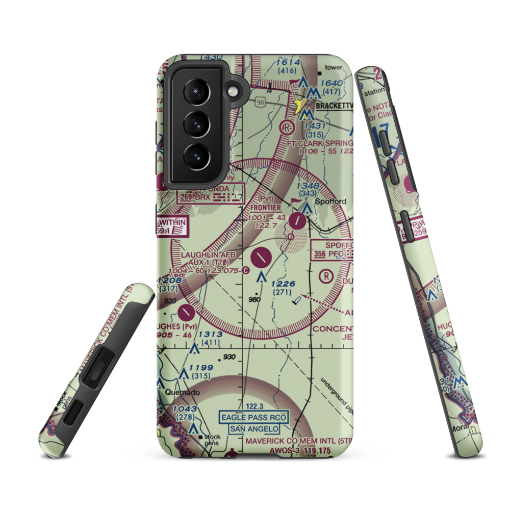 Laughlin Air Force Base Auxiliary Nr 1 Airport (T70) VFR Sectional Samsung Phone Case Samsung Galaxy S21 FE model shown