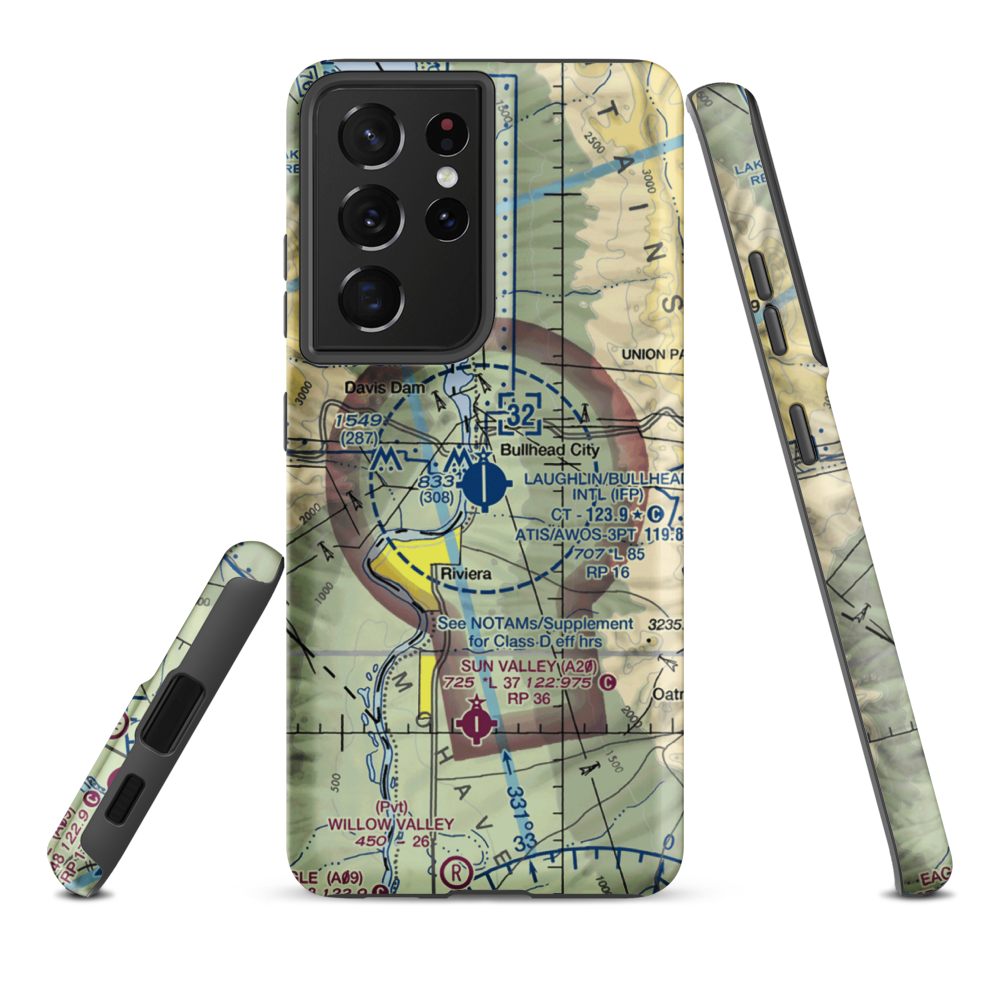 Laughlin Bullhead International Airport (IFP) VFR Sectional Samsung Phone Case Samsung Galaxy S21 Ultra model shown