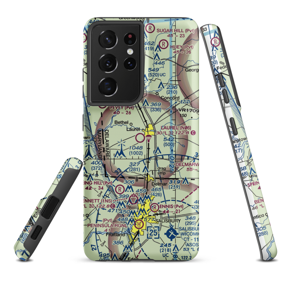 Laurel Airport (N06) VFR Sectional Samsung Phone Case Samsung Galaxy S21 Plus model shown