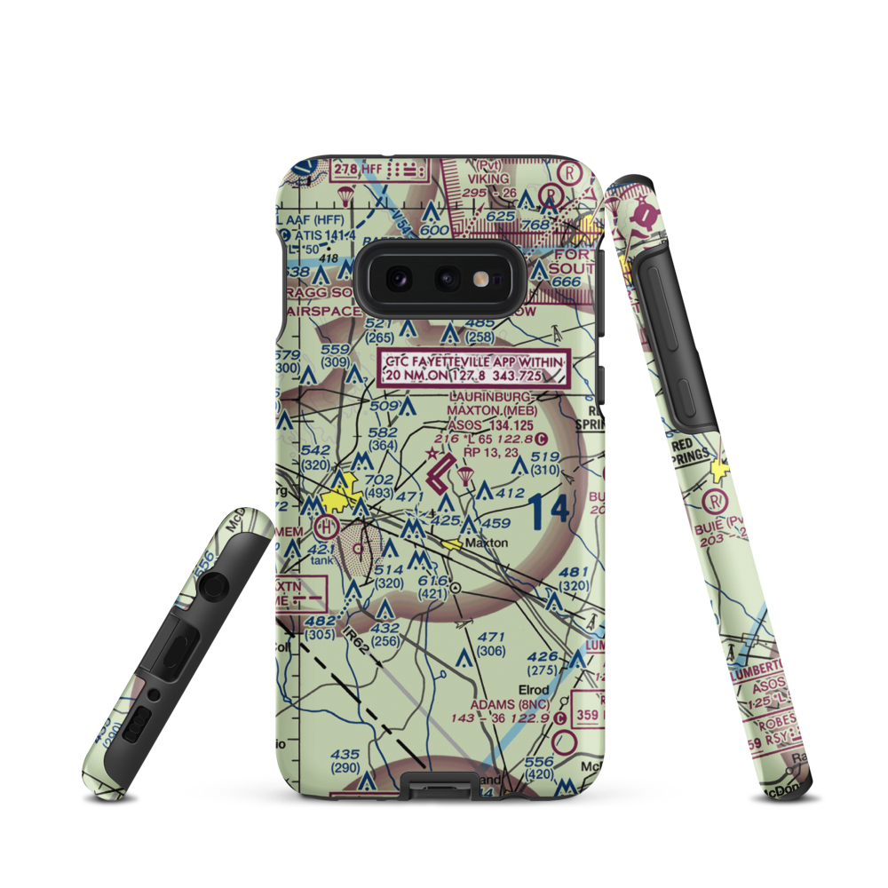 Laurinburg Maxton Airport (MEB) VFR Sectional Samsung Phone Case Samsung Galaxy S10 Plus model shown