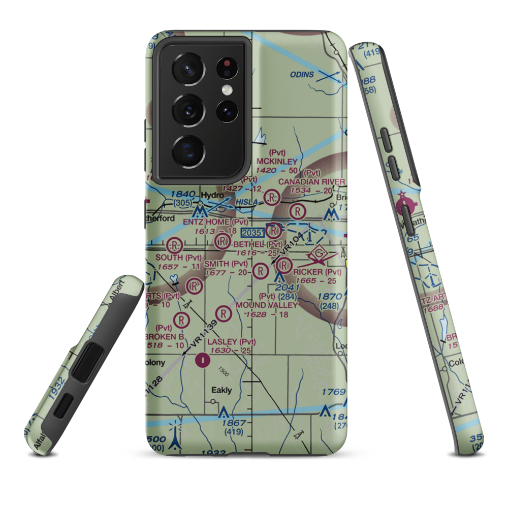 Lawles Airport (60OK) VFR Sectional Samsung Phone Case Samsung Galaxy S21 Ultra model shown