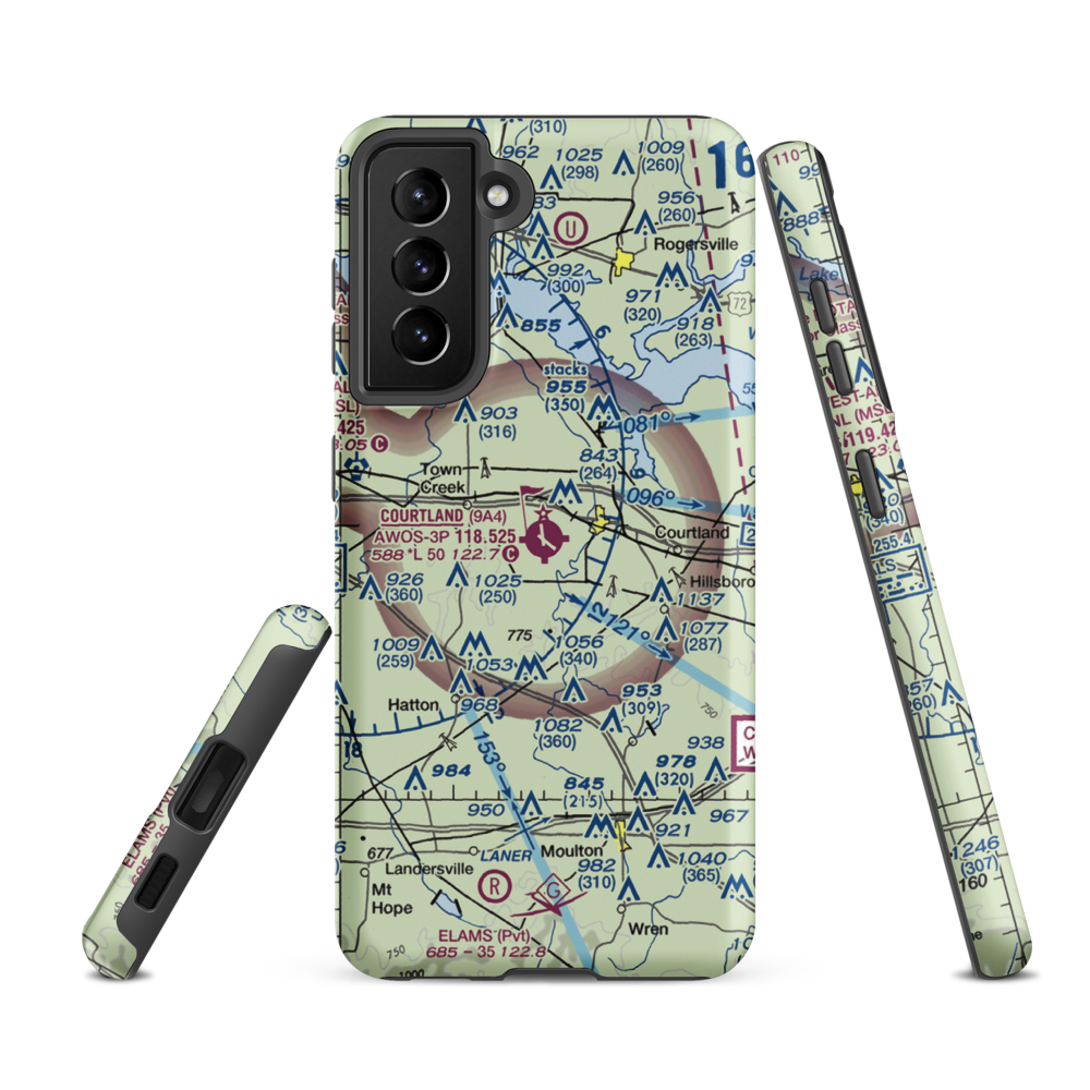 Lawrence County Airport (9A4) VFR Sectional Samsung Phone Case Samsung Galaxy S21 Ultra model shown