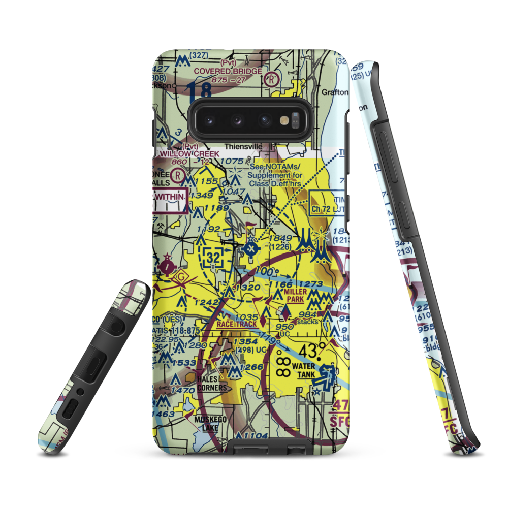 Lawrence J Timmerman Airport (MWC) VFR Sectional Samsung Phone Case Samsung Galaxy S10 Plus model shown
