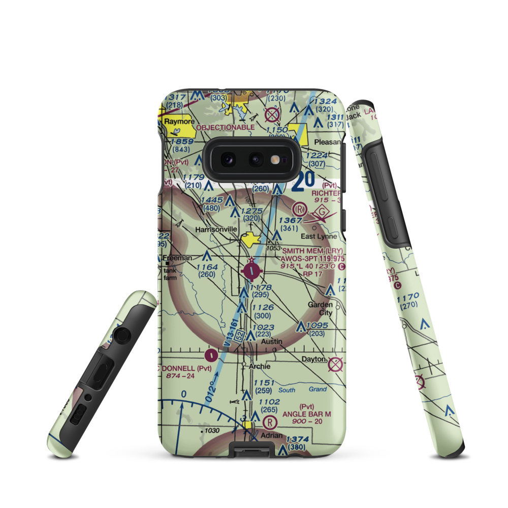 Lawrence Smith Memorial Airport (LRY) VFR Sectional Samsung Phone Case Samsung Galaxy S10e model shown