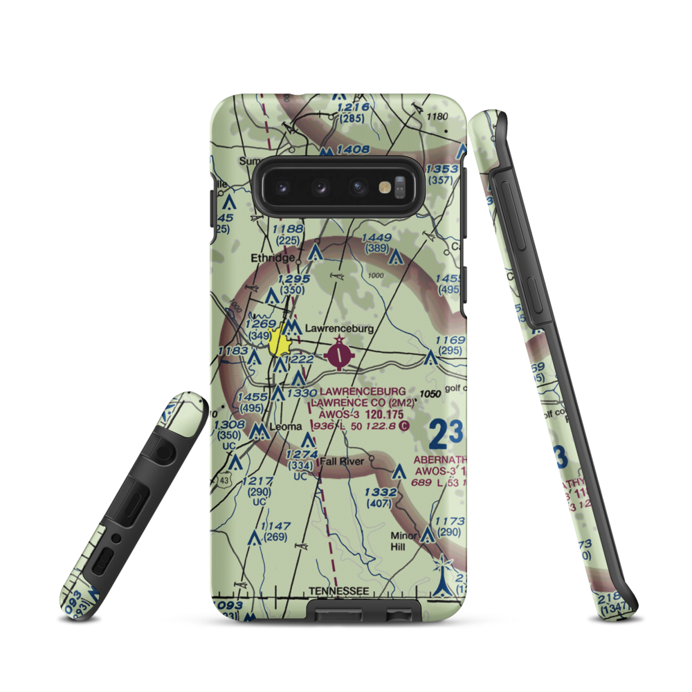 Lawrenceburg Lawrence County Airport (2M2) VFR Sectional Samsung Phone Case Samsung Galaxy S10 model shown
