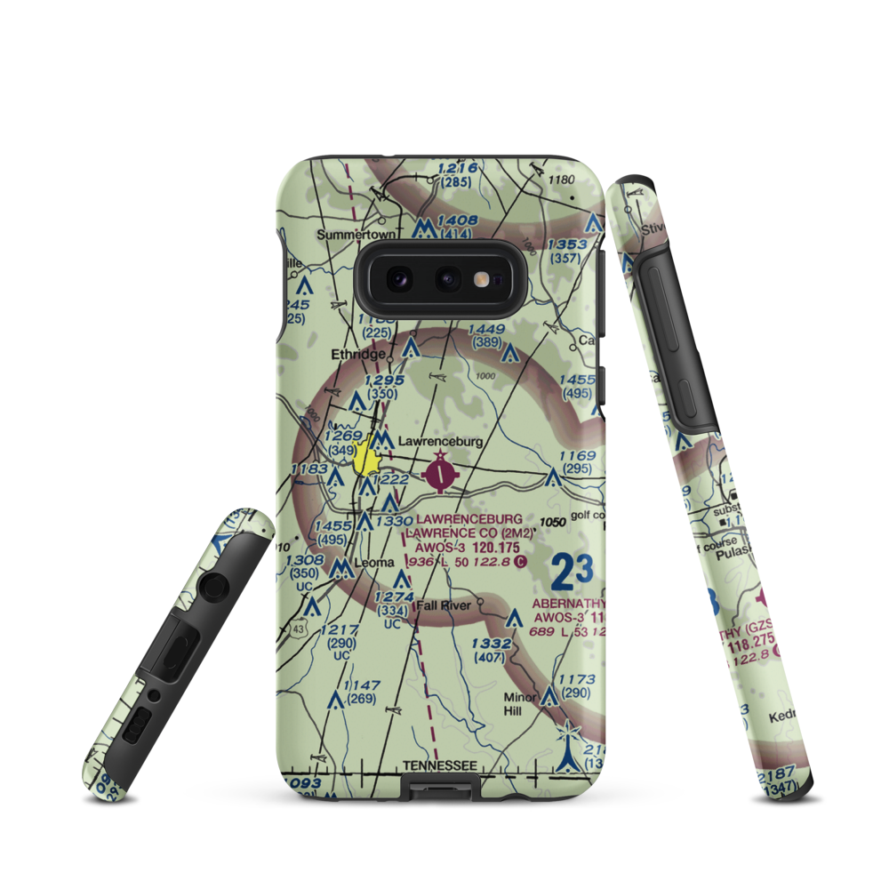 Lawrenceburg Lawrence County Airport (2M2) VFR Sectional Samsung Phone Case Samsung Galaxy S10 Plus model shown
