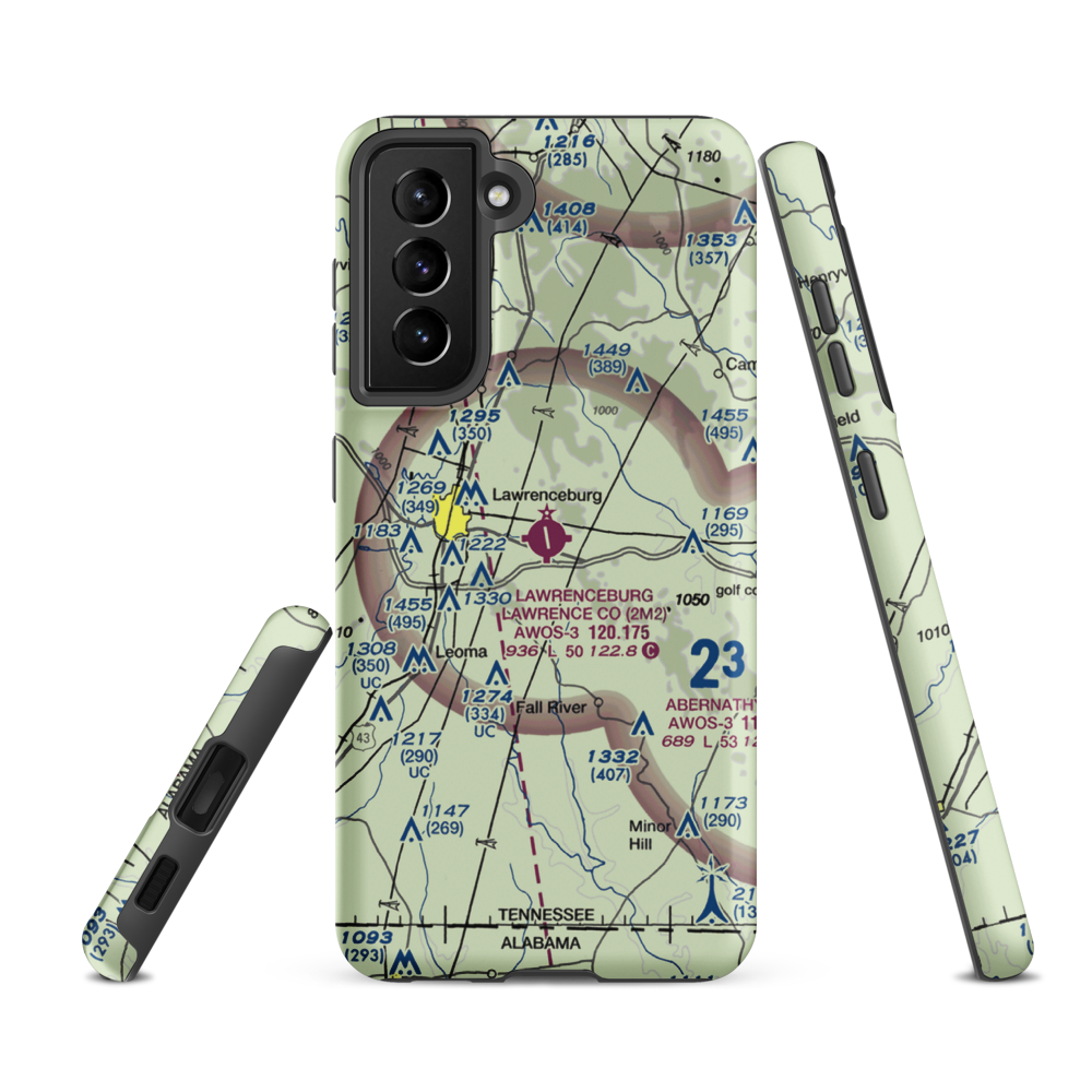 Lawrenceburg Lawrence County Airport (2M2) VFR Sectional Samsung Phone Case Samsung Galaxy S21 Ultra model shown