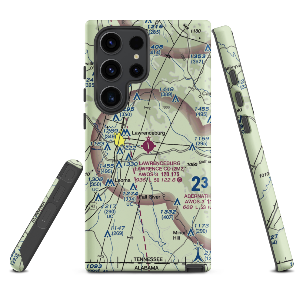 Lawrenceburg Lawrence County Airport (2M2) VFR Sectional Samsung Phone Case Samsung Galaxy S23 Ultra model shown
