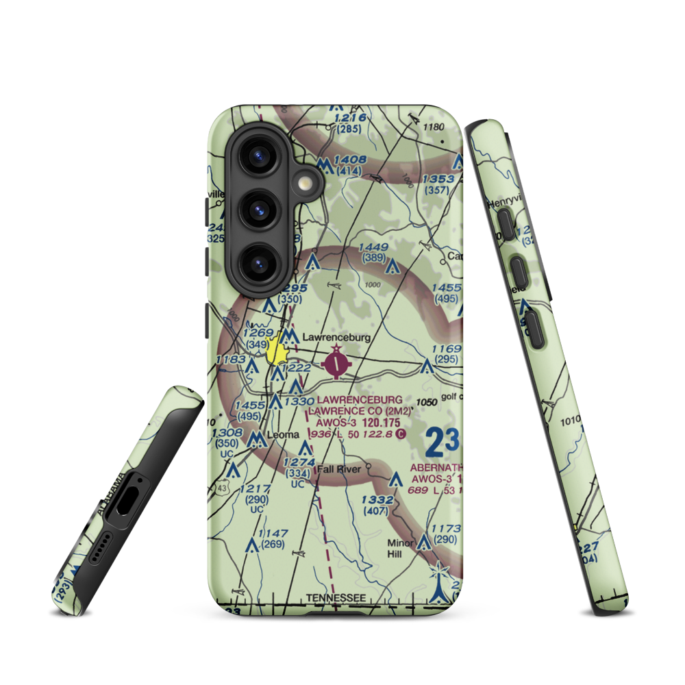 Lawrenceburg Lawrence County Airport (2M2) VFR Sectional Samsung Phone Case Samsung Galaxy S24 model shown