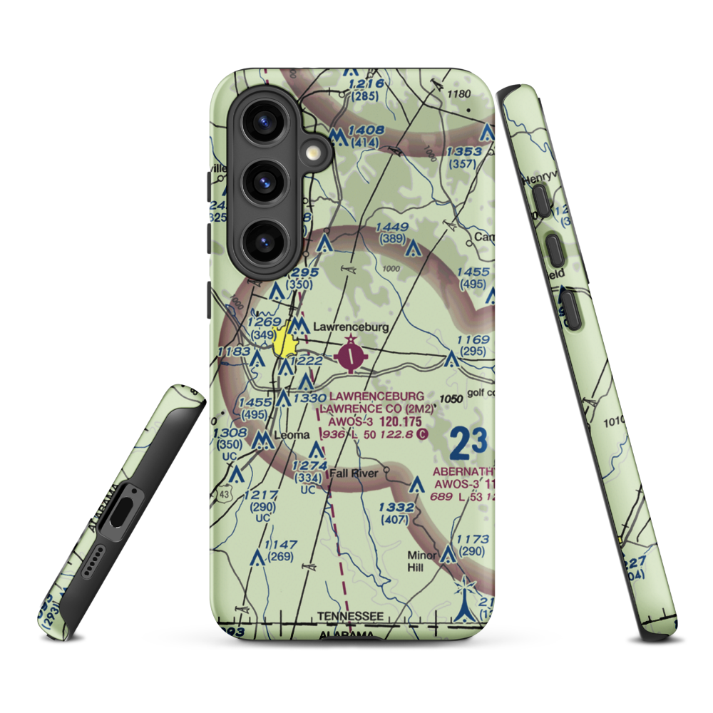 Lawrenceburg Lawrence County Airport (2M2) VFR Sectional Samsung Phone Case Samsung Galaxy S24 Plus model shown