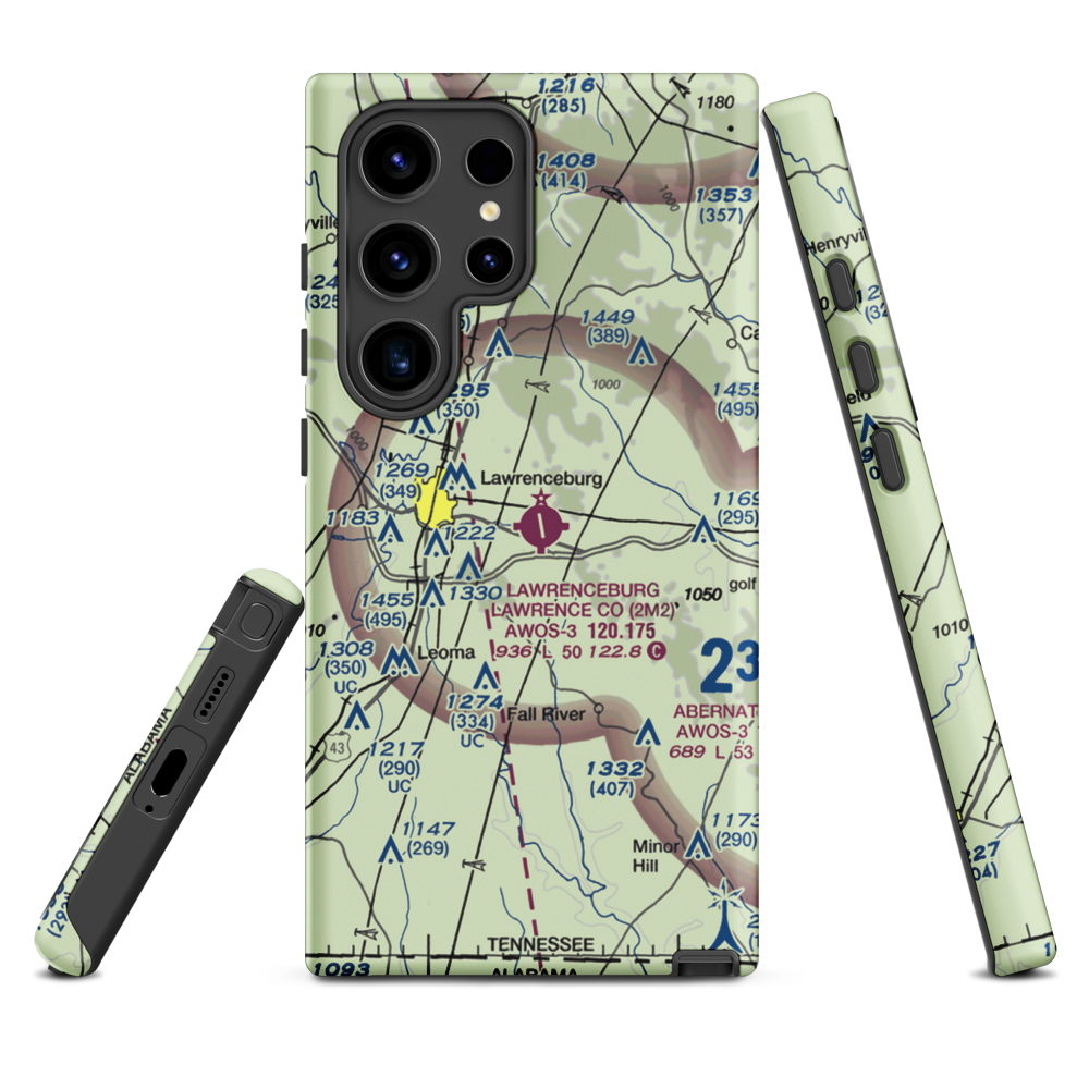 Lawrenceburg Lawrence County Airport (2M2) VFR Sectional Samsung Phone Case Samsung Galaxy S24 Ultra model shown