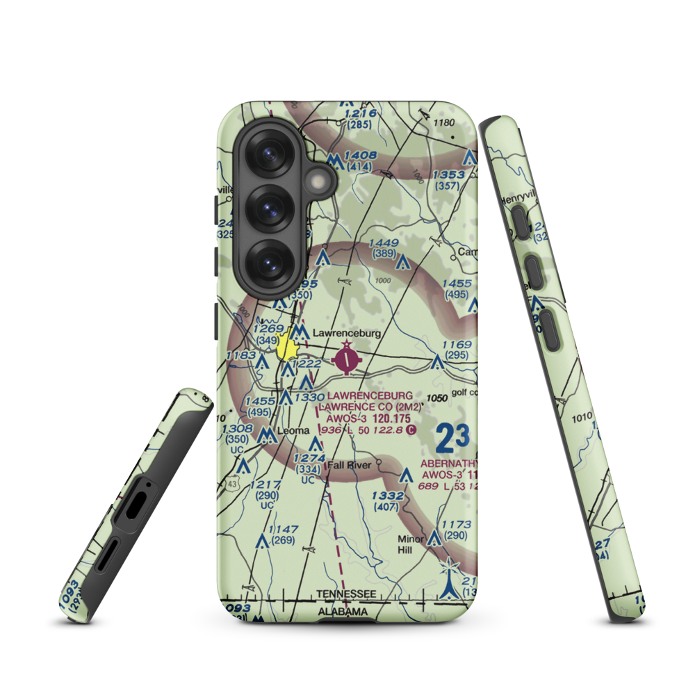 Lawrenceburg Lawrence County Airport (2M2) VFR Sectional Samsung Phone Case Samsung Galaxy S25 model shown