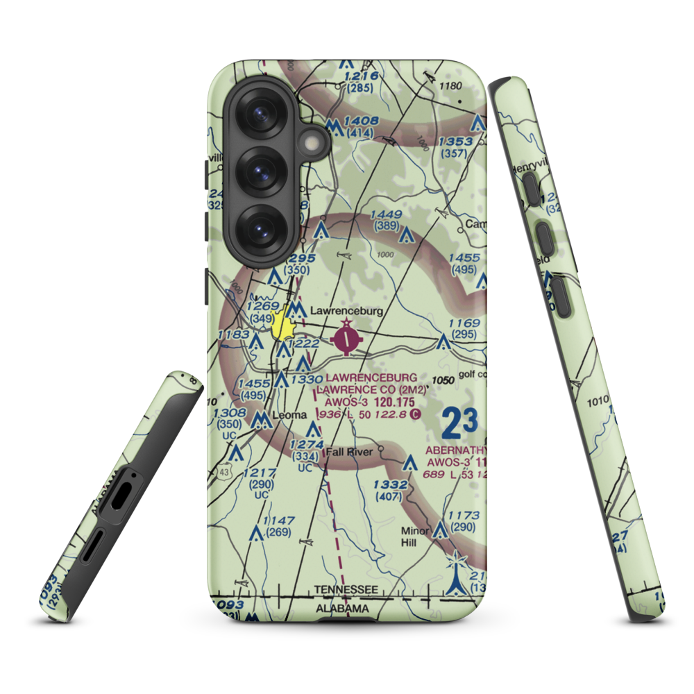 Lawrenceburg Lawrence County Airport (2M2) VFR Sectional Samsung Phone Case Samsung Galaxy S25 Plus model shown