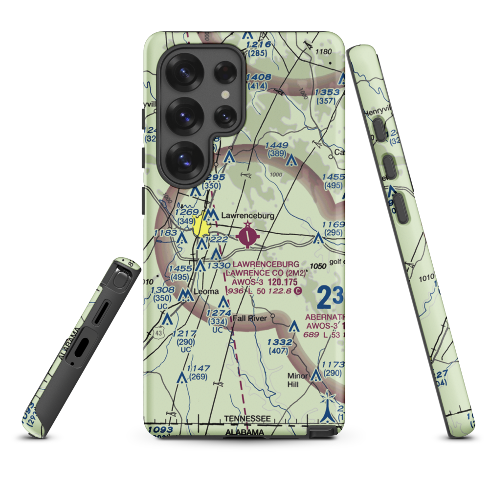 Lawrenceburg Lawrence County Airport (2M2) VFR Sectional Samsung Phone Case Samsung Galaxy S25 Ultra model shown