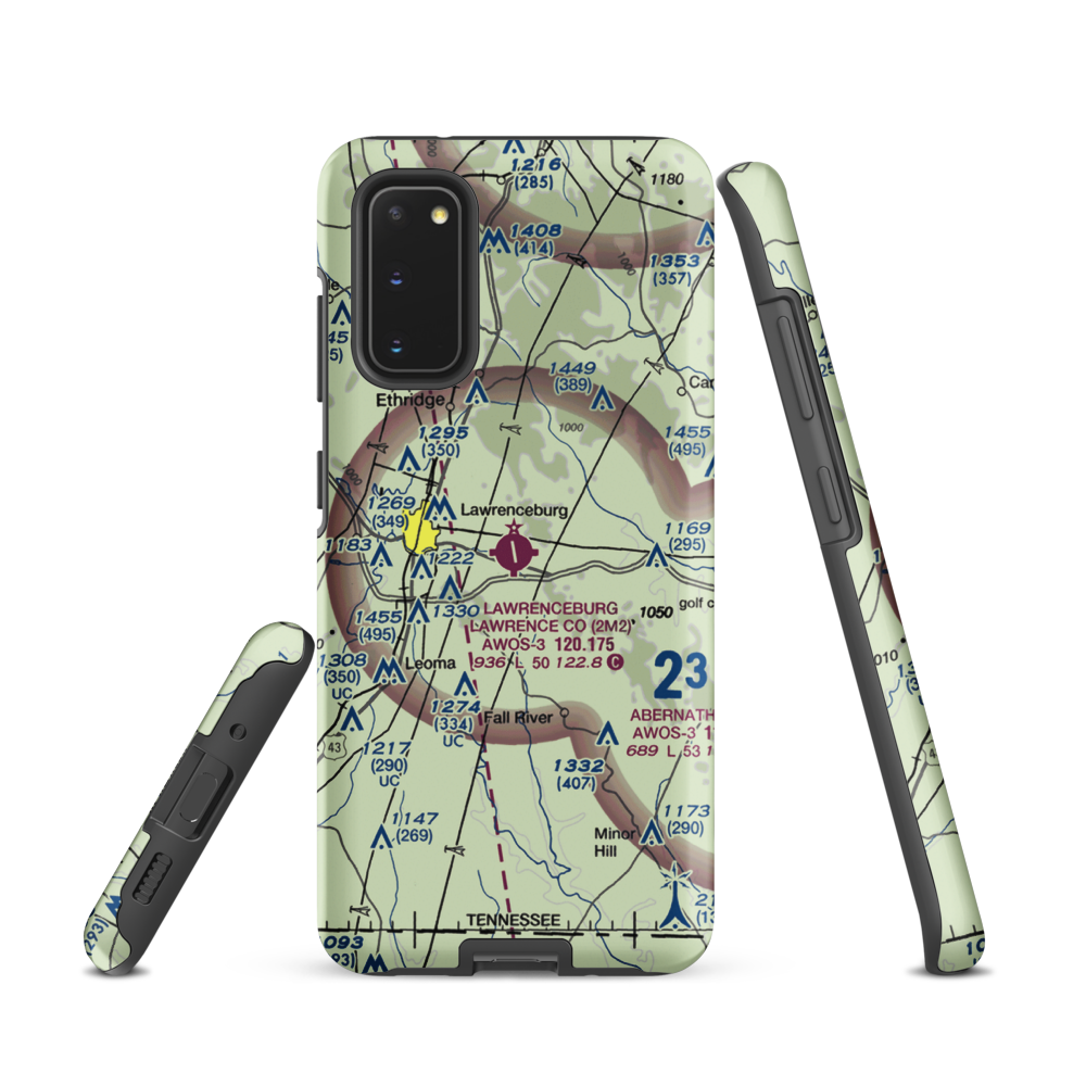 Lawrenceburg Lawrence County Airport (2M2) VFR Sectional Samsung Phone Case Samsung Galaxy S20 model shown