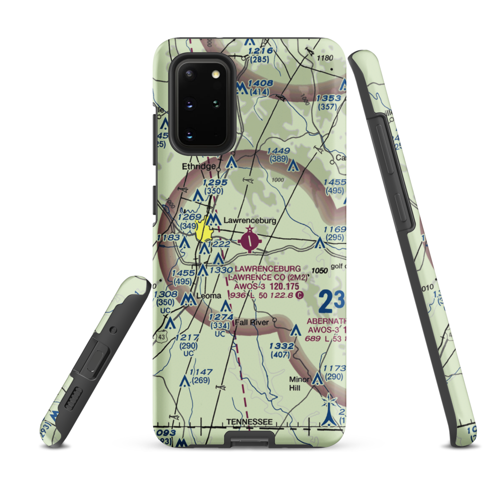 Lawrenceburg Lawrence County Airport (2M2) VFR Sectional Samsung Phone Case Samsung Galaxy S20 Plus model shown