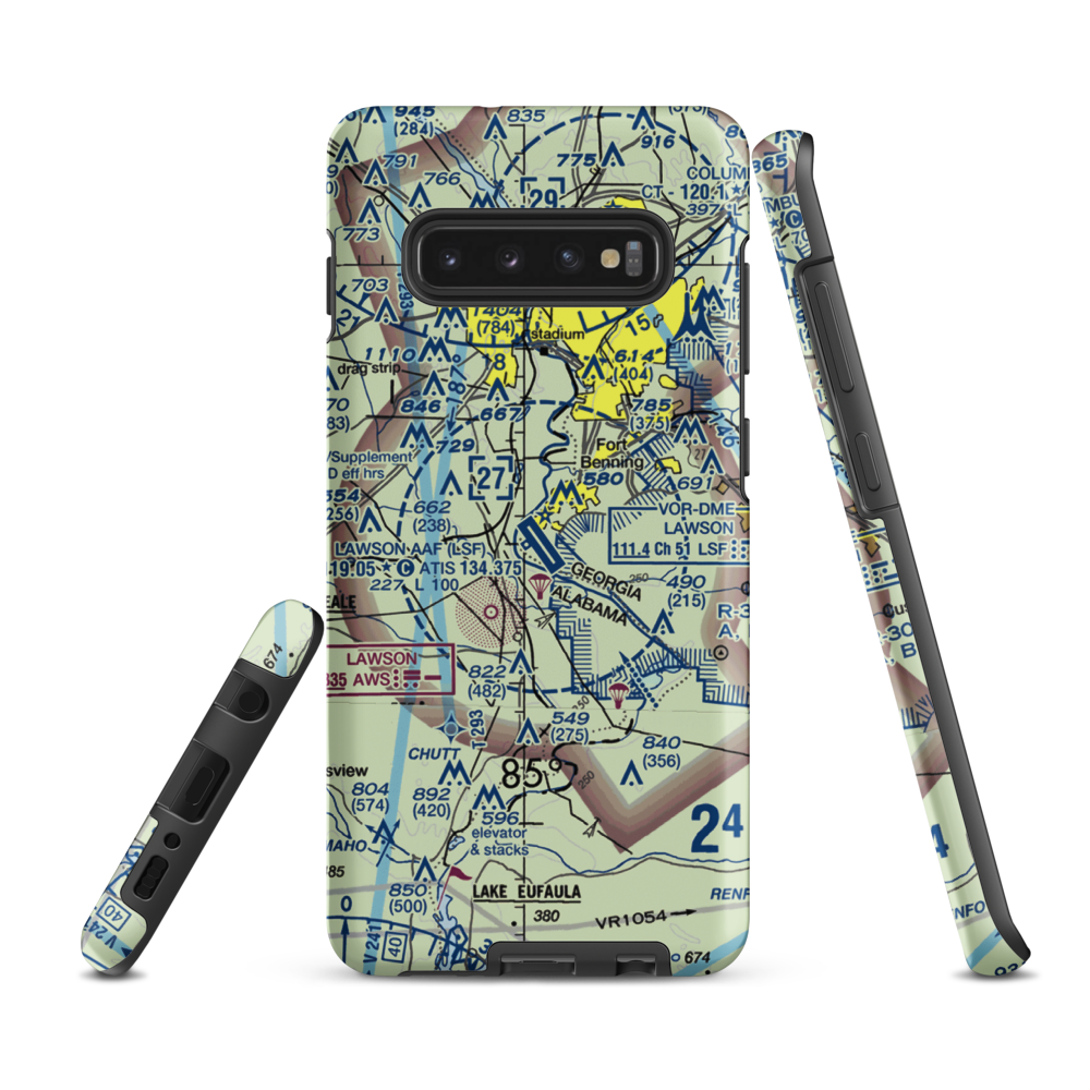 Lawson Army Air Field (Fort Benning) (LSF) VFR Sectional Samsung Phone Case Samsung Galaxy S10 Plus model shown