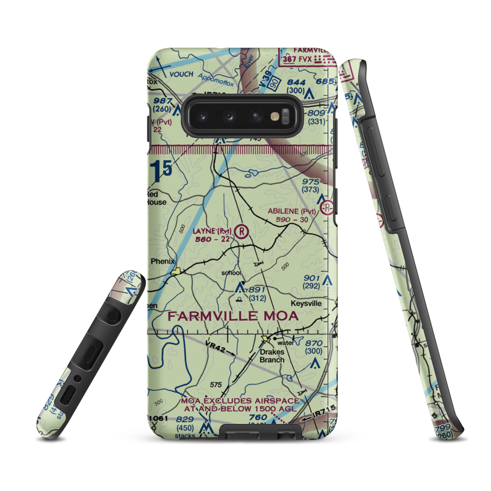 Layne Farm Airstrip (VA28) VFR Sectional Samsung Phone Case Samsung Galaxy S10e model shown