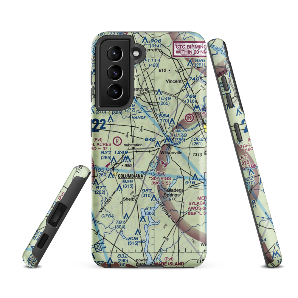 Lazy Eight Airpark Llc Airport (AL17) VFR Sectional Samsung Phone Case Samsung Galaxy S21 FE model shown