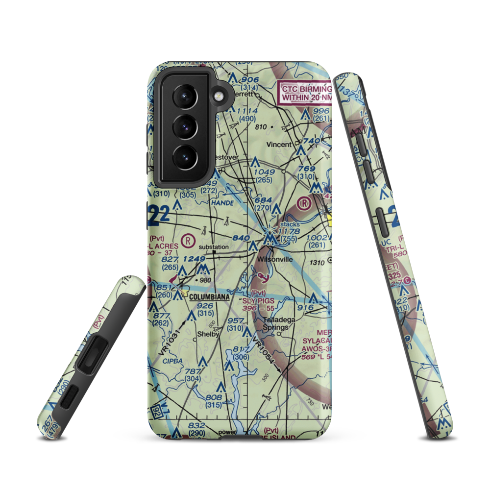Lazy Eight Airpark Llc Airport (AL17) VFR Sectional Samsung Phone Case Samsung Galaxy S21 model shown