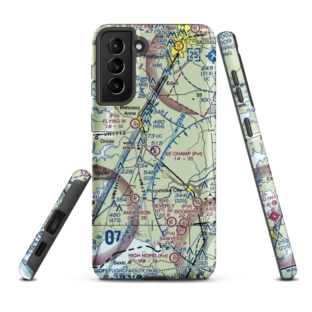 Le Champ Airport (48MD) VFR Sectional Samsung Phone Case Samsung Galaxy S21 Plus model shown