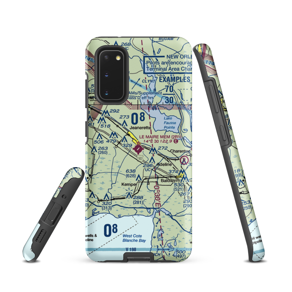 Le Maire Memorial Airport (2R1) VFR Sectional Samsung Phone Case Samsung Galaxy S20 model shown