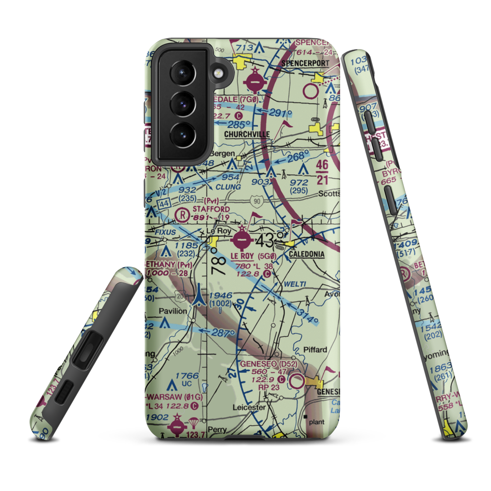 Le Roy Airport (5G0) VFR Sectional Samsung Phone Case Samsung Galaxy S21 Plus model shown