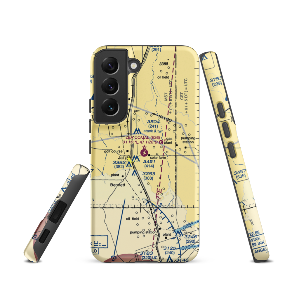 Lea County-Jal Airport (E26) VFR Sectional Samsung Phone Case Samsung Galaxy S22 model shown