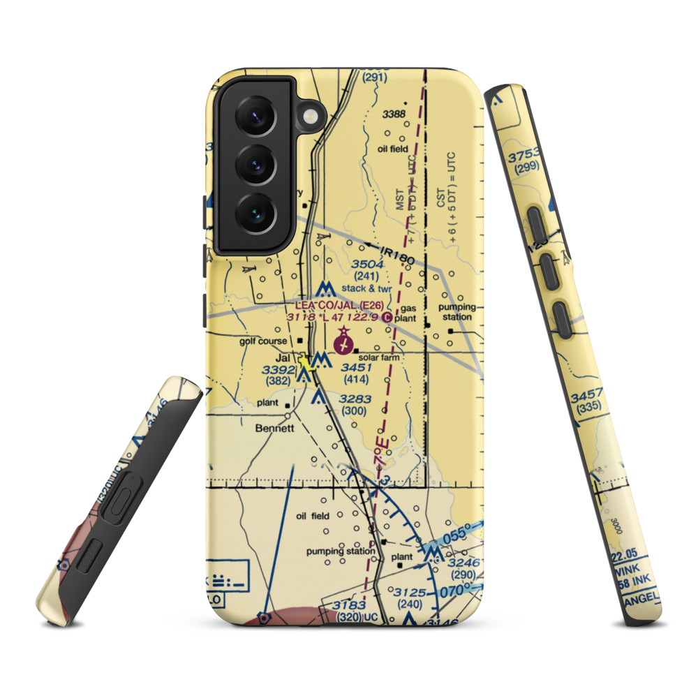 Lea County-Jal Airport (E26) VFR Sectional Samsung Phone Case Samsung Galaxy S22 Plus model shown