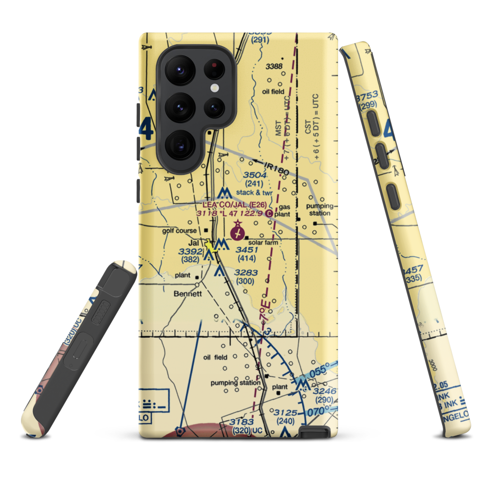 Lea County-Jal Airport (E26) VFR Sectional Samsung Phone Case Samsung Galaxy S22 Ultra model shown