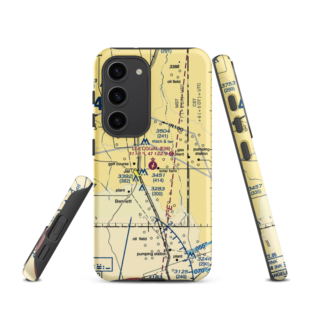 Lea County-Jal Airport (E26) VFR Sectional Samsung Phone Case Samsung Galaxy S23 model shown