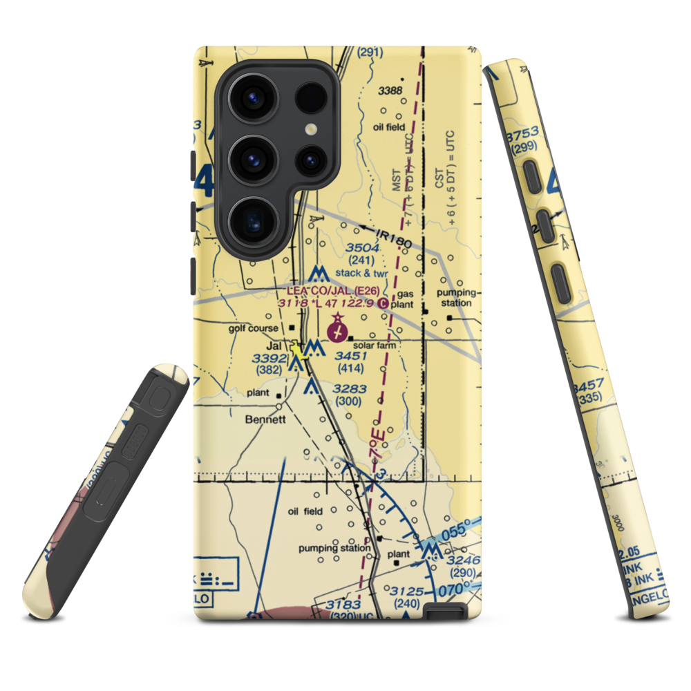 Lea County-Jal Airport (E26) VFR Sectional Samsung Phone Case Samsung Galaxy S23 Ultra model shown