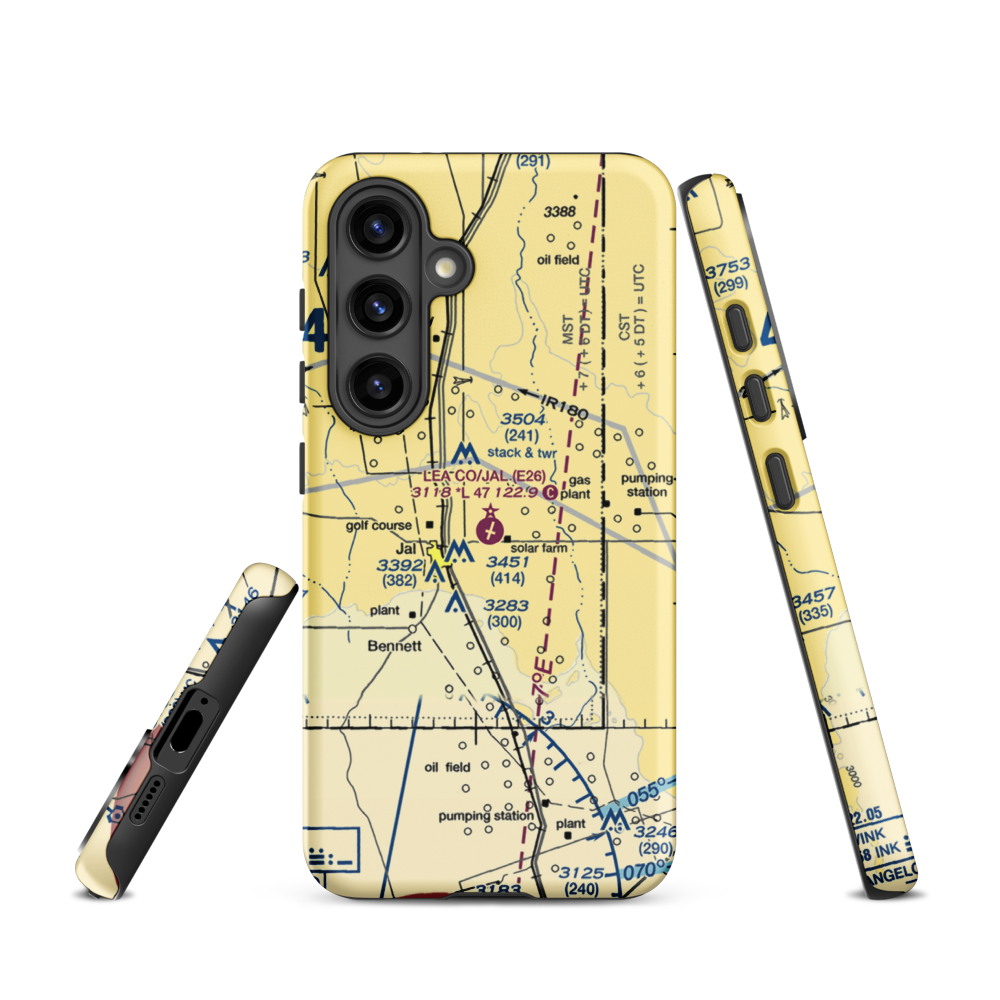Lea County-Jal Airport (E26) VFR Sectional Samsung Phone Case Samsung Galaxy S24 model shown
