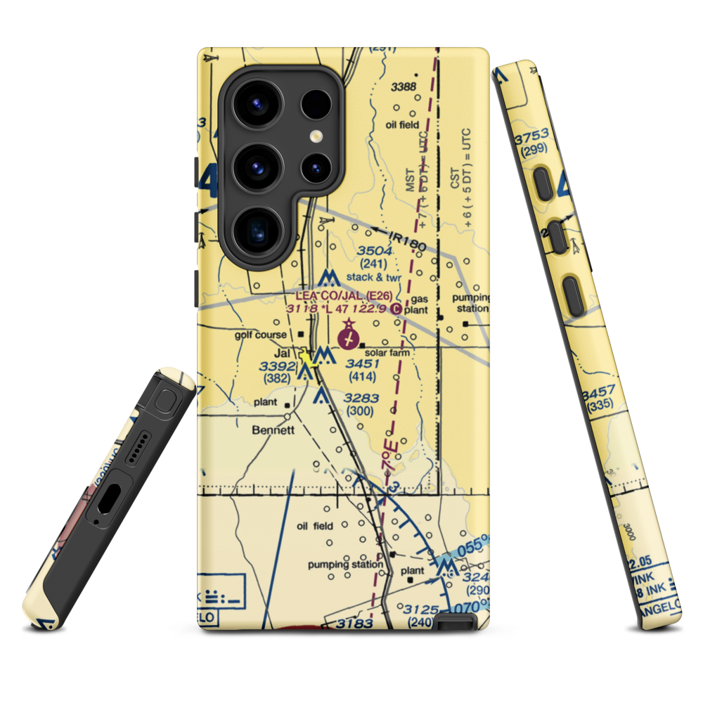 Lea County-Jal Airport (E26) VFR Sectional Samsung Phone Case Samsung Galaxy S24 Ultra model shown
