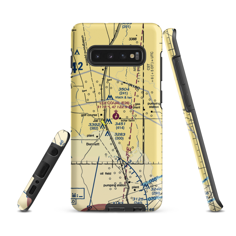 Lea County-Jal Airport (E26) VFR Sectional Samsung Phone Case Samsung Galaxy S10 Plus model shown
