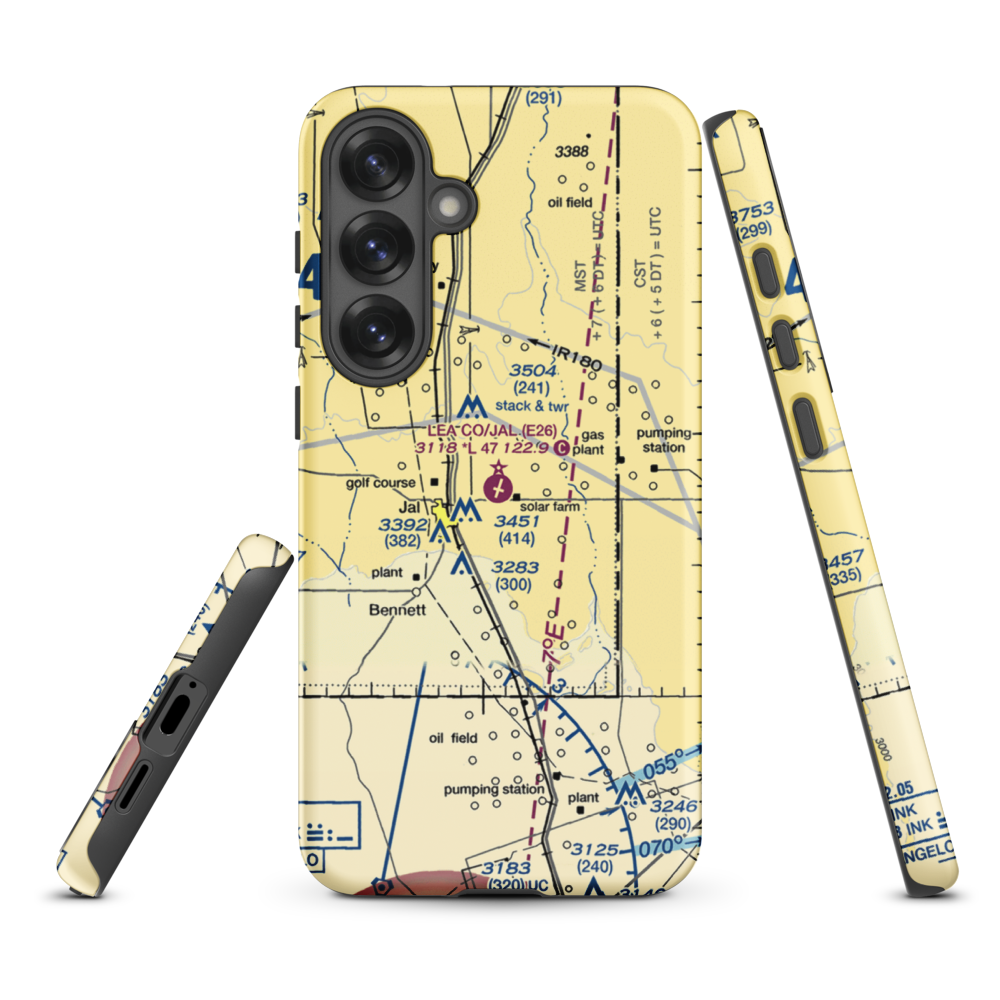 Lea County-Jal Airport (E26) VFR Sectional Samsung Phone Case Samsung Galaxy S25 Plus model shown