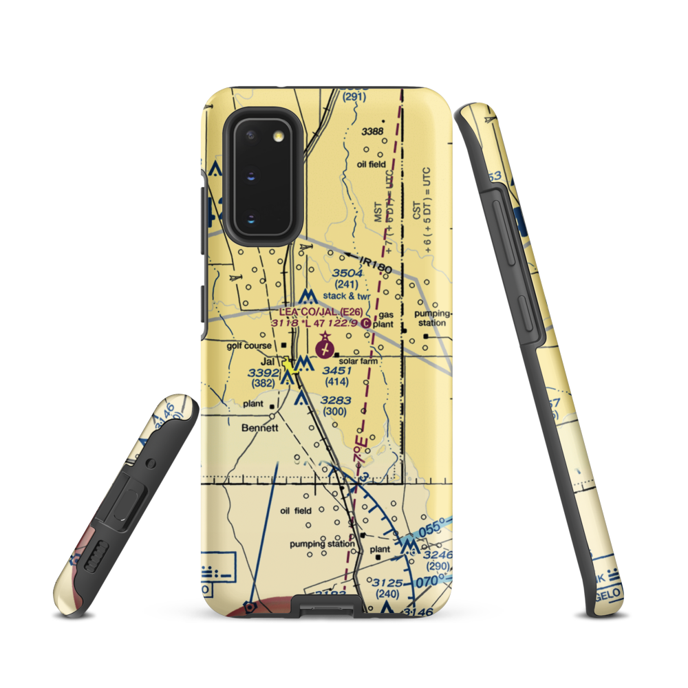 Lea County-Jal Airport (E26) VFR Sectional Samsung Phone Case Samsung Galaxy S20 model shown