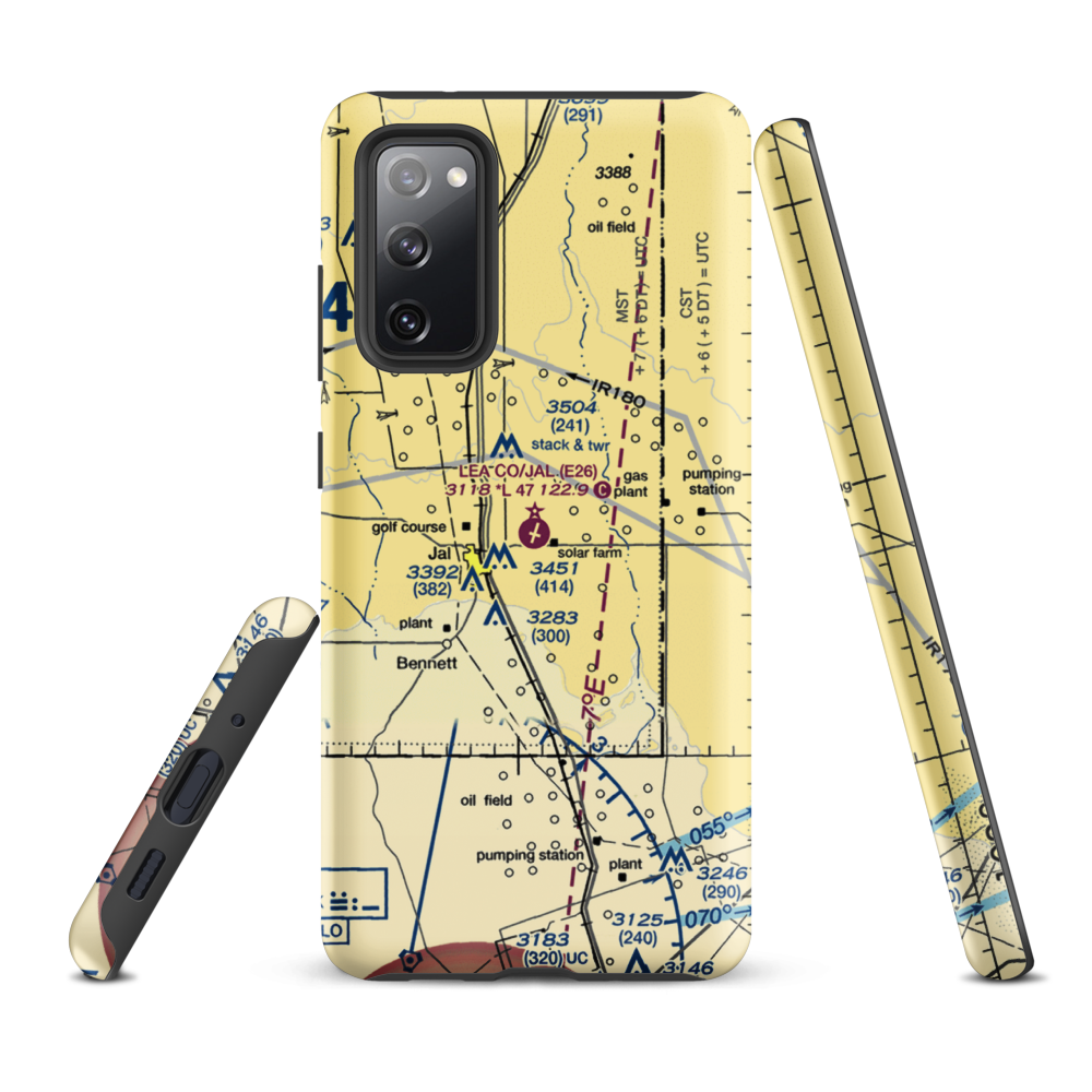 Lea County-Jal Airport (E26) VFR Sectional Samsung Phone Case Samsung Galaxy S20 FE model shown