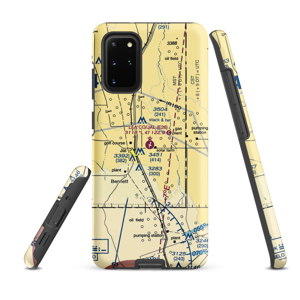 Lea County-Jal Airport (E26) VFR Sectional Samsung Phone Case Samsung Galaxy S20 Plus model shown