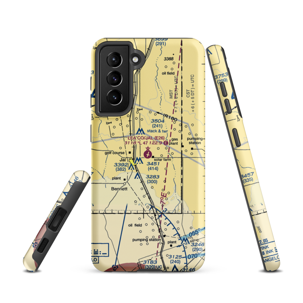 Lea County-Jal Airport (E26) VFR Sectional Samsung Phone Case Samsung Galaxy S21 model shown