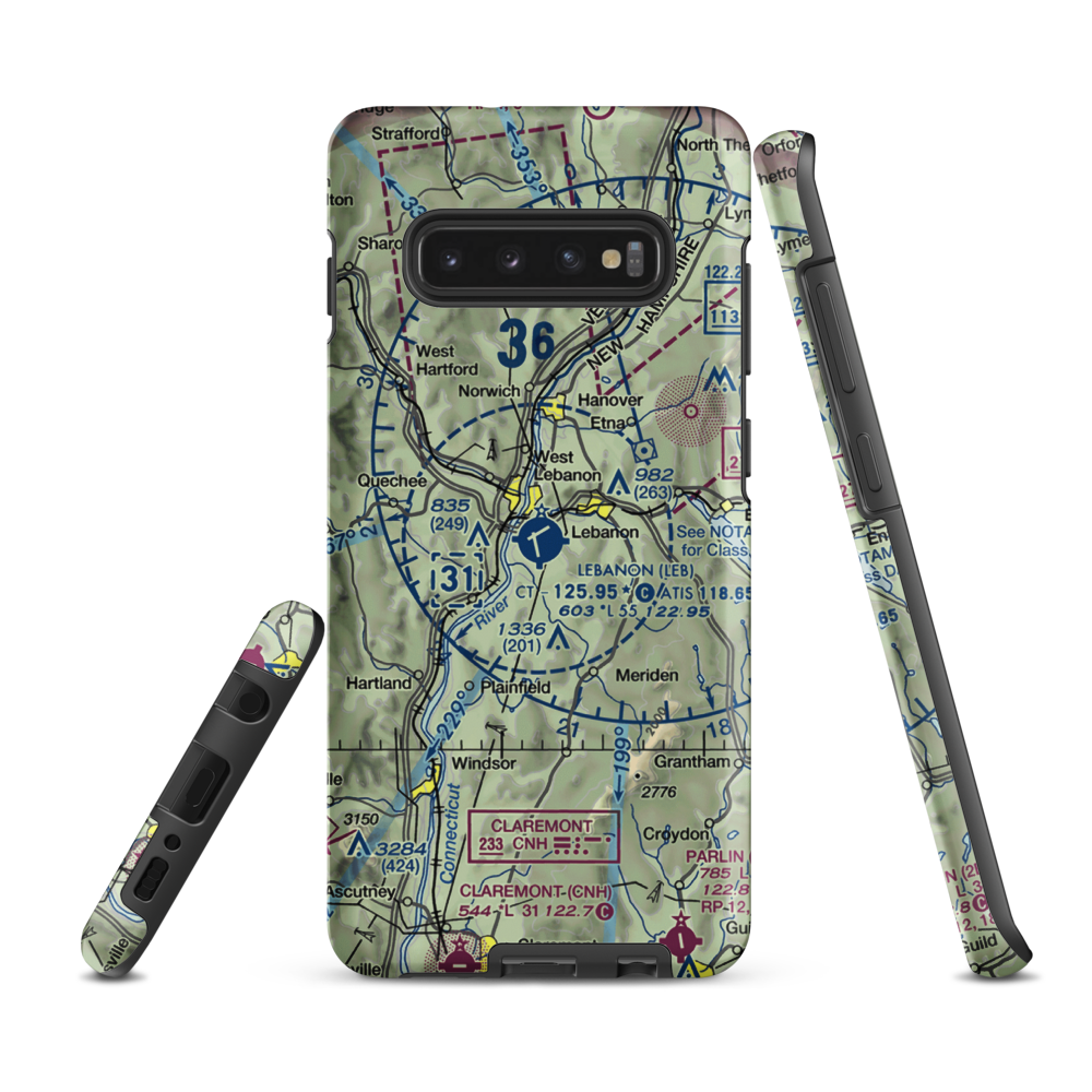 Lebanon Municipal Airport (LEB) VFR Sectional Samsung Phone Case Samsung Galaxy S10 Plus model shown