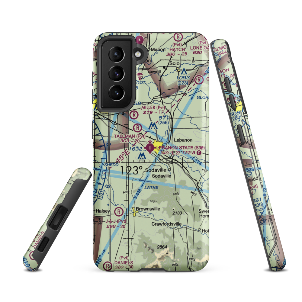 Lebanon State Airport (S30) VFR Sectional Samsung Phone Case Samsung Galaxy S21 FE model shown