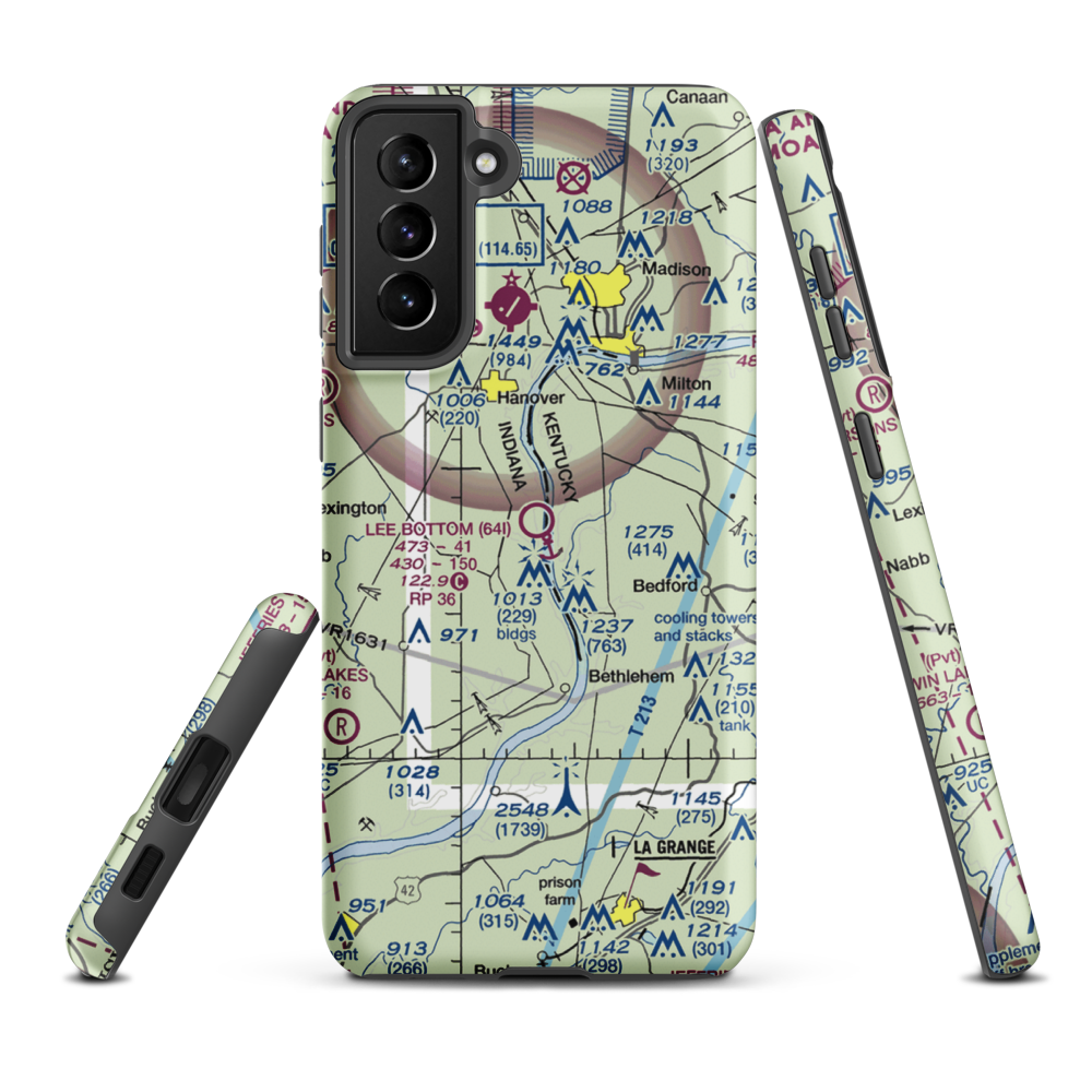 Lee Bottom Airport (64I) VFR Sectional Samsung Phone Case Samsung Galaxy S21 FE model shown