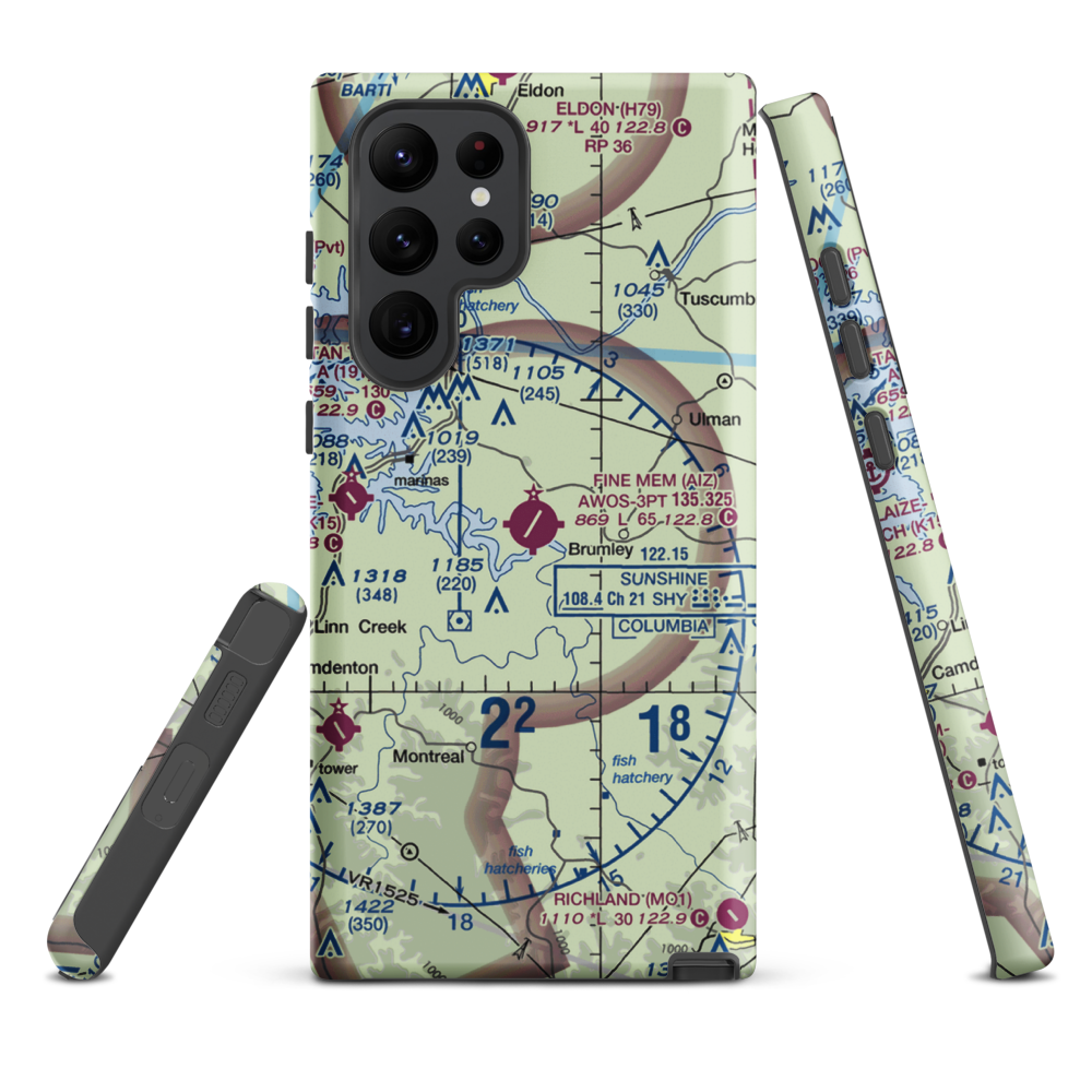 Lee C Fine Memorial Airport (AIZ) VFR Sectional Samsung Phone Case Samsung Galaxy S22 Ultra model shown