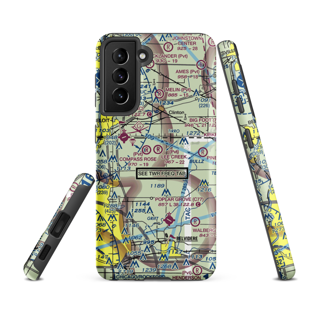 Lee Creek Airport (56IL) VFR Sectional Samsung Phone Case Samsung Galaxy S21 Ultra model shown