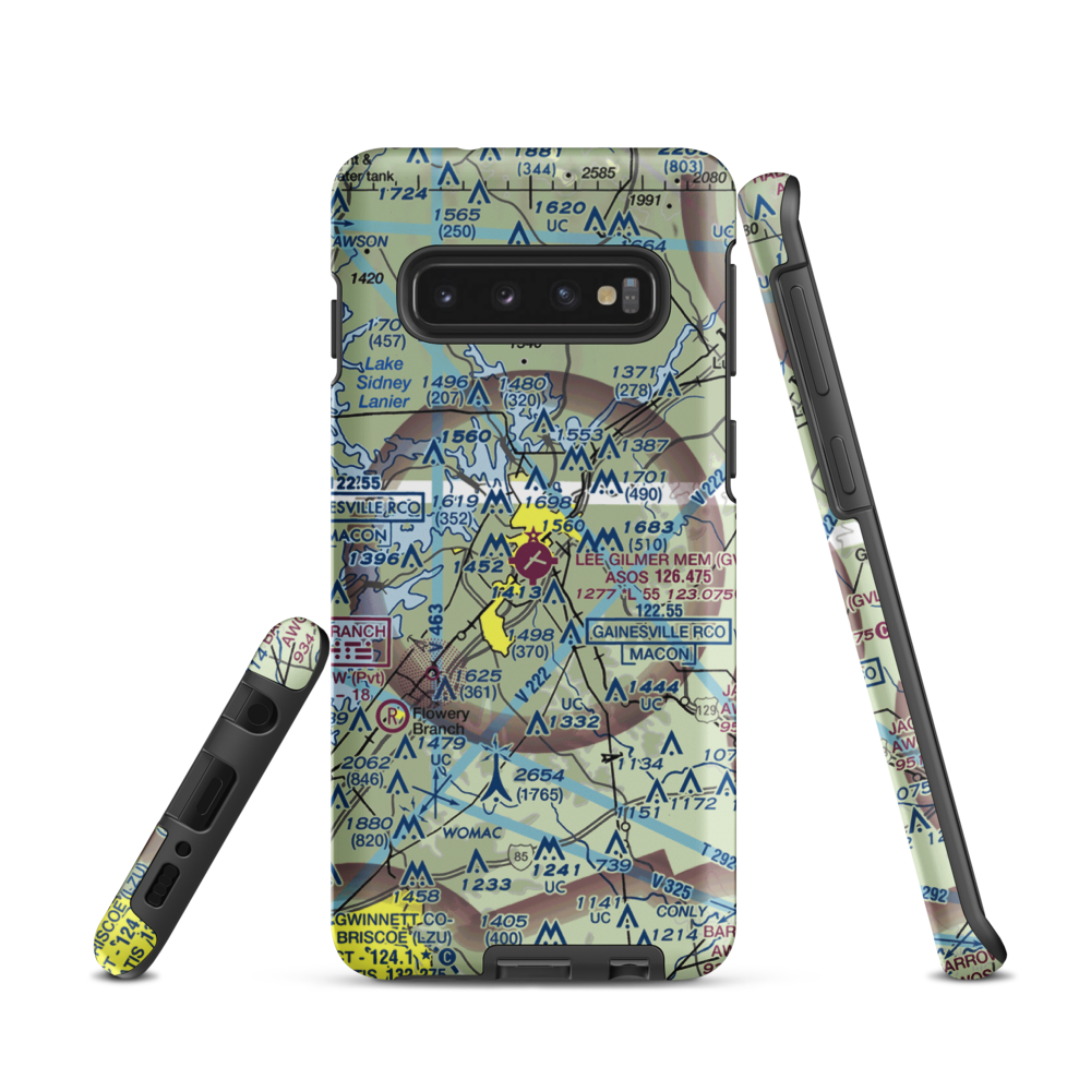 Lee Gilmer Memorial Airport (GVL) VFR Sectional Samsung Phone Case Samsung Galaxy S10 model shown