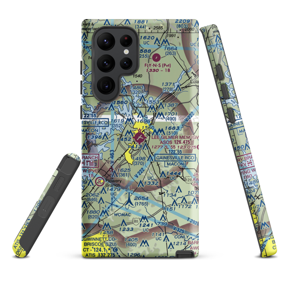 Lee Gilmer Memorial Airport (GVL) VFR Sectional Samsung Phone Case Samsung Galaxy S22 Ultra model shown