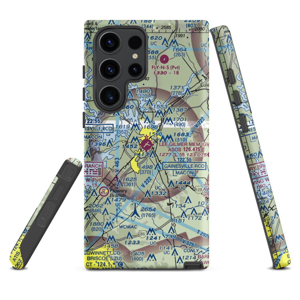 Lee Gilmer Memorial Airport (GVL) VFR Sectional Samsung Phone Case Samsung Galaxy S23 Ultra model shown