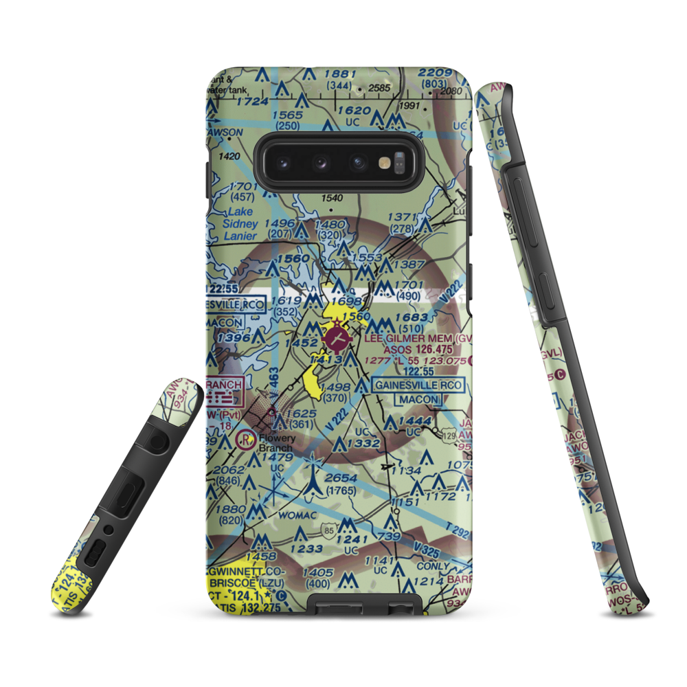 Lee Gilmer Memorial Airport (GVL) VFR Sectional Samsung Phone Case Samsung Galaxy S10 Plus model shown