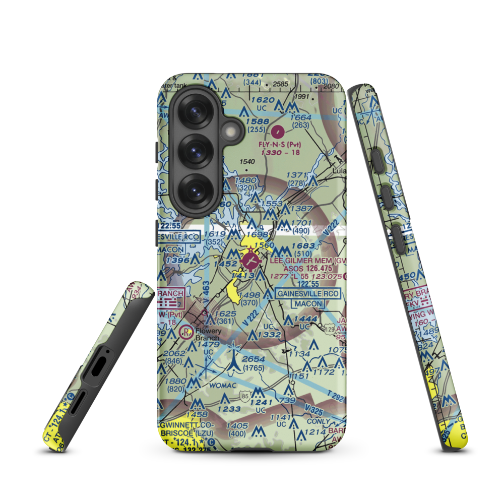 Lee Gilmer Memorial Airport (GVL) VFR Sectional Samsung Phone Case Samsung Galaxy S25 model shown